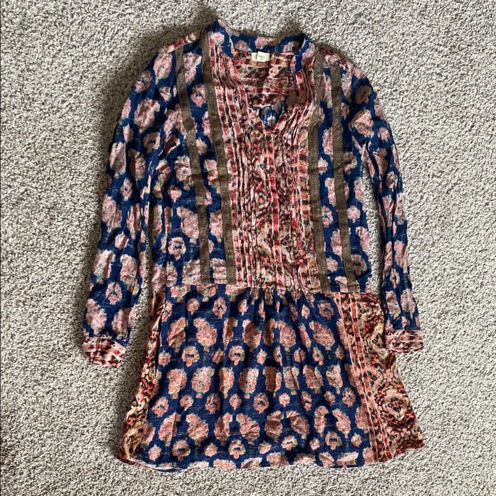 Anthropologie Floral Patterned long Sleeve Dress